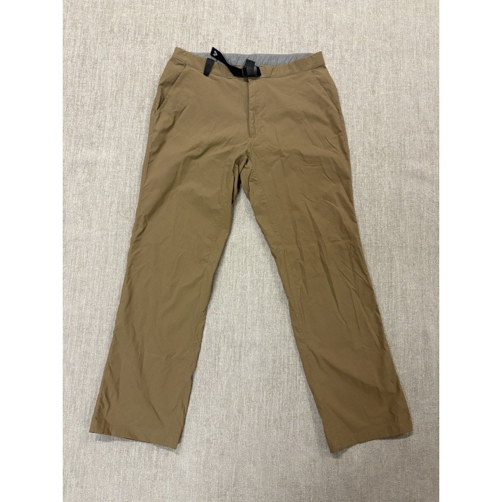 Montbell Men's Stretch O.D. Pants Sz Medium Short Nylon Khaki Hiking Travel EUC